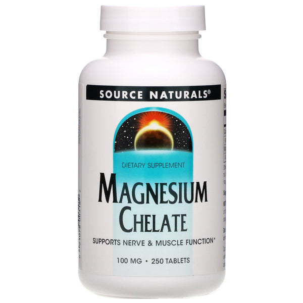 Source Naturals, Magnesium Chelate, 100 mg, 250 Tablets - The Supplement Shop