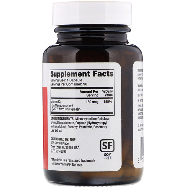 Dr. Mercola, Vitamin K2, 180 mcg, 90 Capsules - The Supplement Shop
