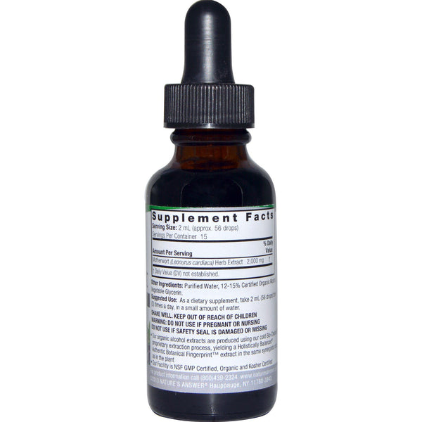 Nature's Answer, Motherwort, Low Alcohol, 2000 mg, 1 fl oz (30 ml) - The Supplement Shop