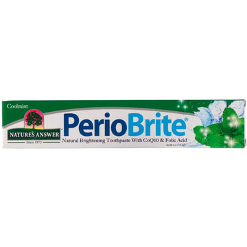 Nature's Answer, PerioBrite Natural Brightening Toothpaste with CoQ10 & Folic Acid, Cool Mint, 4 oz (113.4g)