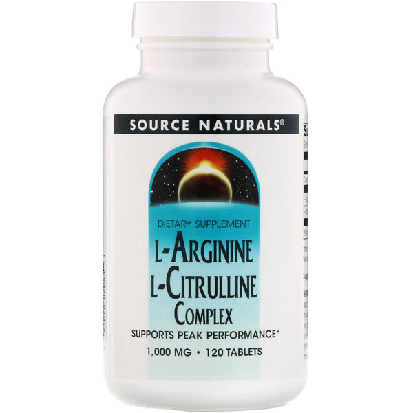 Source Naturals, L-Arginine L-Citrulline Complex, 1,000 mg, 120 Tablets - The Supplement Shop