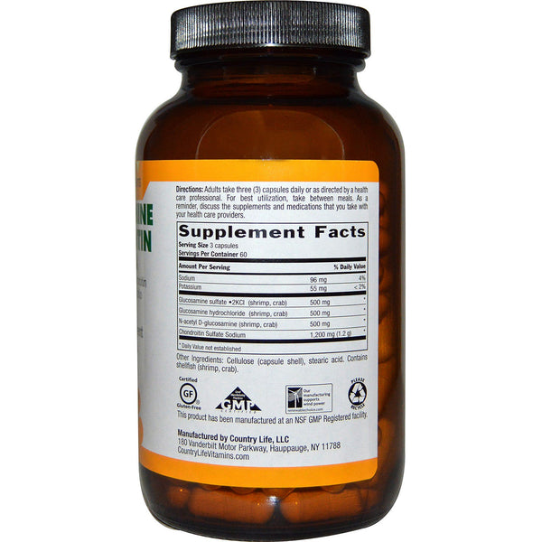 Country Life, Glucosamine Chondroitin Formula, 180 Capsules - The Supplement Shop