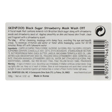 Skinfood, Black Sugar, Strawberry Mask Wash Off, 100 g