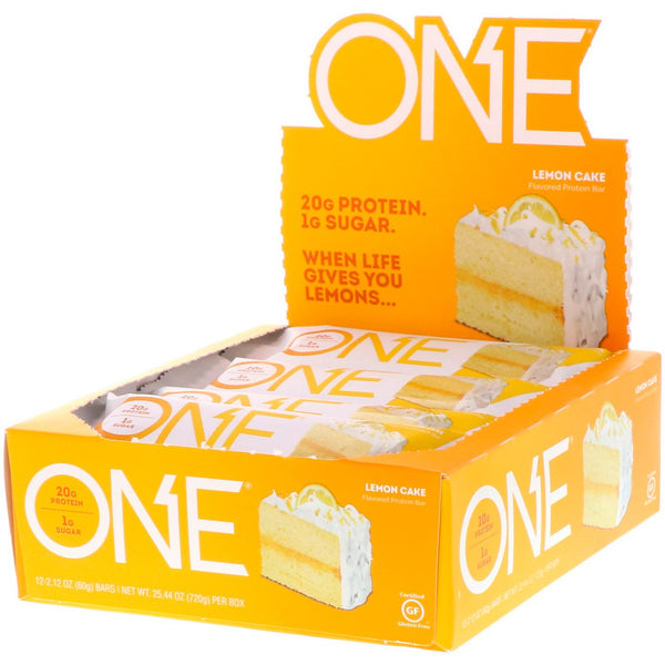 One Brands, One Bar, Lemon Cake, 12 Bars, 2.12 oz (60 g) Each - The Supplement Shop