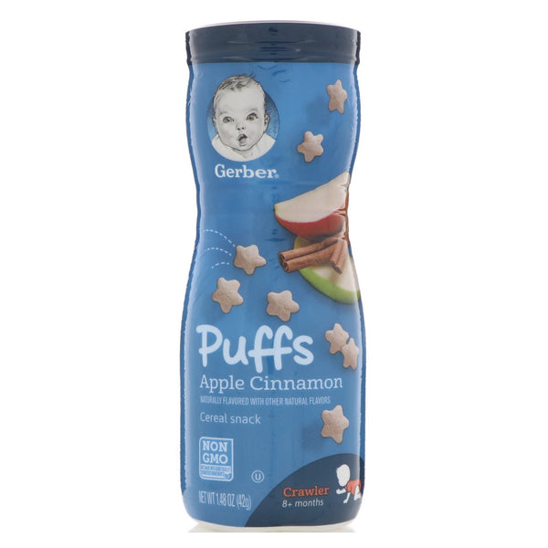 Gerber, Puffs Cereal Snack, 8+ Months, Apple Cinnamon, 1.48 oz (42 g) - The Supplement Shop