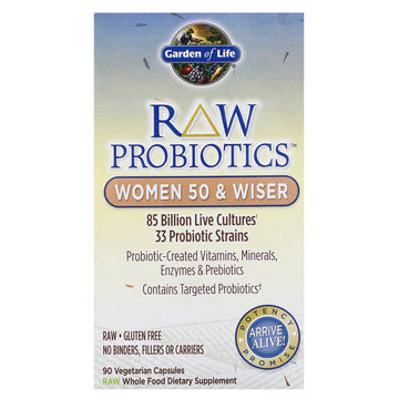 Garden of Life, RAW Probiotics, Women 50 & Wiser, 90 Vegetarian Capsules