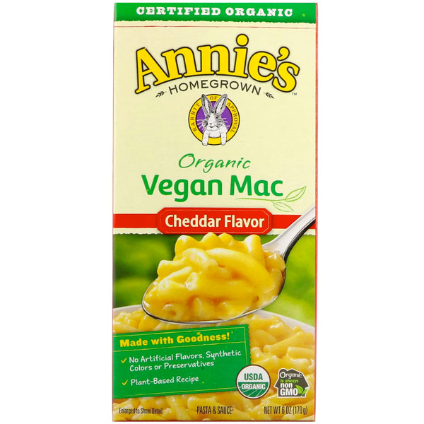 Annie's Homegrown, Organic Vegan Mac, Cheddar Flavor, 6 oz (170 g) - The Supplement Shop