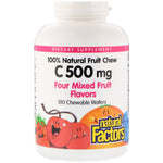 Natural Factors, 100% Natural Fruit Chew Vitamin C, Four Mixed Fruit Flavors, 500 mg, 180 Chewable Wafers - The Supplement Shop