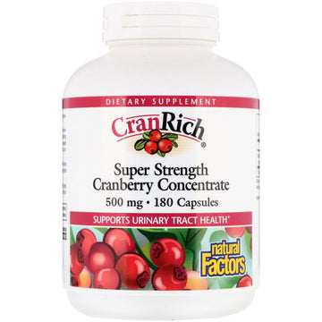 Natural Factors, CranRich, Super Strength, Cranberry Concentrate, 500 mg, 180 Capsules