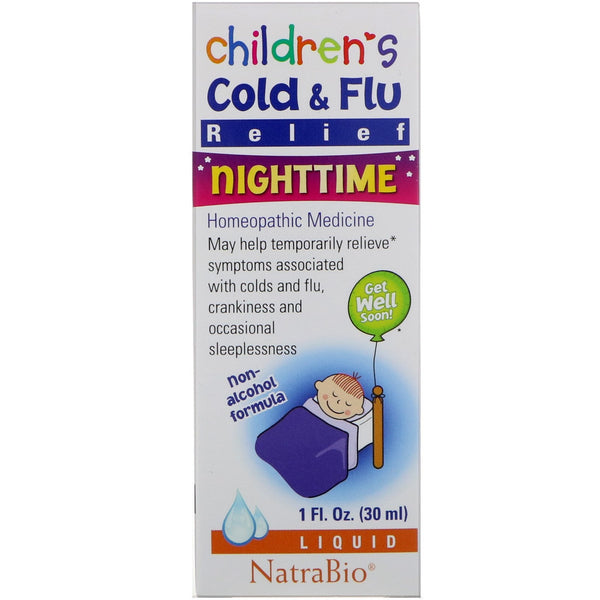 NatraBio, Children's Cold & Flu, Nighttime, 1 fl oz (30 ml) - The Supplement Shop