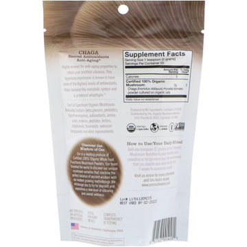 Organic Mushroom Nutrition, Chaga, Certified 100% Organic Mushroom Powder, 3.5 oz (100 g)