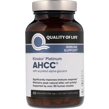 Quality of Life Labs, Kinoko Platinum AHCC, 750 mg, 60 Vegicaps