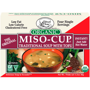 Edward & Sons, Organic Miso-Cup, Traditional Soup with Tofu, 4 Single Serving Envelops, 9 g Each