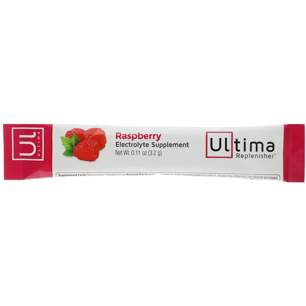Ultima Replenisher, Electrolyte Supplement, Raspberry, 20 Packets, 0.11 oz (3.2 g) Each - The Supplement Shop