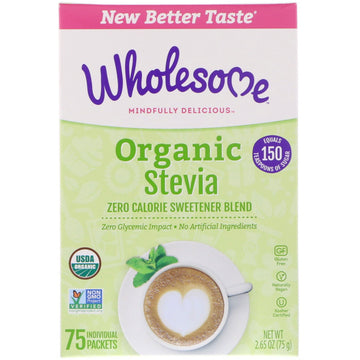 Wholesome , Organic Stevia, Zero Calorie Sweetener Blend, 75 Individual Packets, 2.65 oz (75 g)