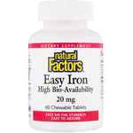 Natural Factors, Easy Iron, 20 mg, 60 Chewable Tablets - The Supplement Shop