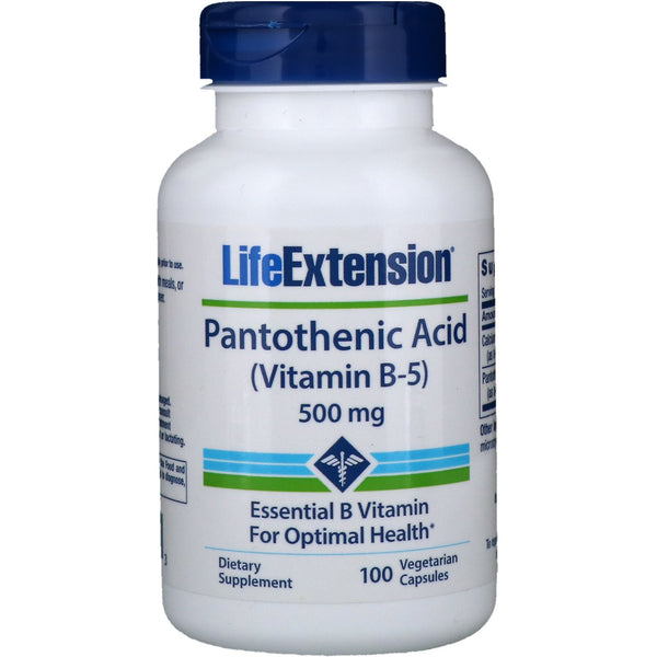 Life Extension, Pantothenic Acid, (Vitamin B-5), 500 mg, 100 Vegetarian Capsules - The Supplement Shop