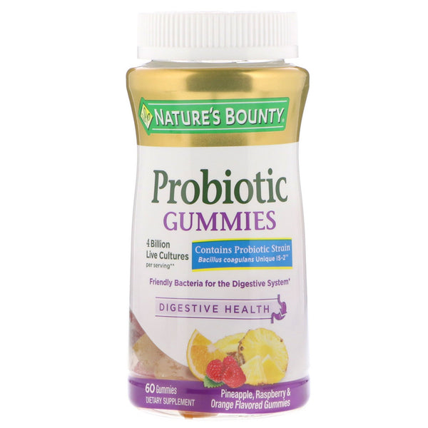 Nature's Bounty, Probiotic Gummies, Pineapple, Raspberry & Orange , 4 Billion Live Cultures, 60 Gummies - The Supplement Shop