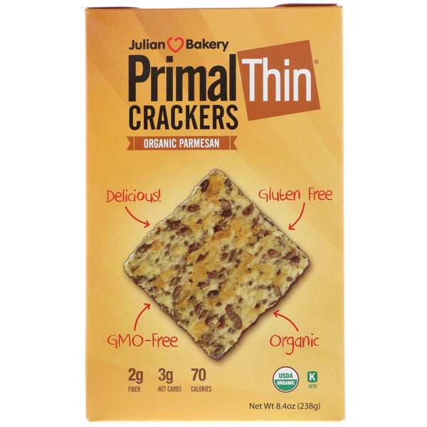 Julian Bakery, Primal Thin Crackers, Organic Parmesan, 8.4 oz (238 g) - The Supplement Shop