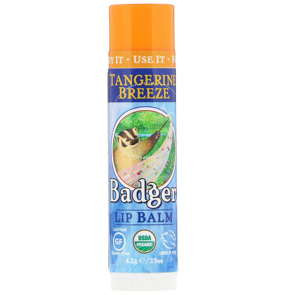 Badger Company, Lip Balm, Tangerine Breeze, .15 oz (4.2 g) - The Supplement Shop