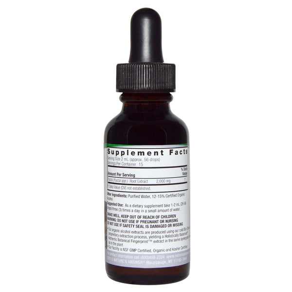 Nature's Answer, Yucca, Alcohol Extract, 2000 mg, 1 fl oz (30 ml) - The Supplement Shop