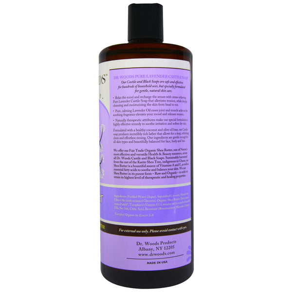 Dr. Woods, Lavender, Castile Soap, Fair Trade, Shea Butter , 32 fl oz (946 ml) - The Supplement Shop