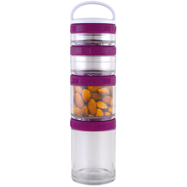 GoStak, Portable Stackable Containers, Plum, Starter 4 Pack - The Supplement Shop