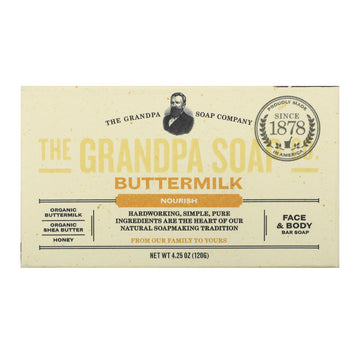 Grandpa's, Face & Body Bar Soap, Nourish, Buttermilk, 4.25 oz (120 g)
