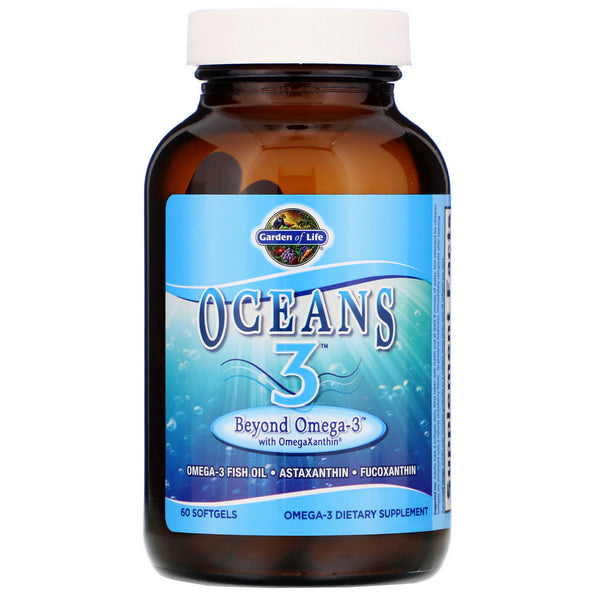 Garden of Life, Oceans 3, Beyond Omega-3 with OmegaXanthin, 60 Softgels - The Supplement Shop