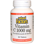 Natural Factors, Vitamin C, Plus Bioflavonoids & Rosehips, 1,000 mg, 90 Tablets - The Supplement Shop