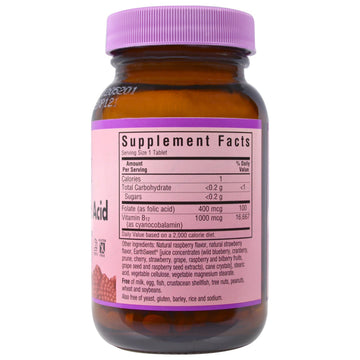 Bluebonnet Nutrition, EarthSweet Chewables, Vitamin B-12 & Folic Acid, Natural Raspberry Flavor, 180 Chewable Tablets