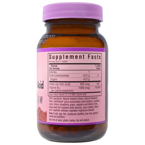 Bluebonnet Nutrition, EarthSweet Chewables, Vitamin B-12 & Folic Acid, Natural Raspberry Flavor, 180 Chewable Tablets - The Supplement Shop