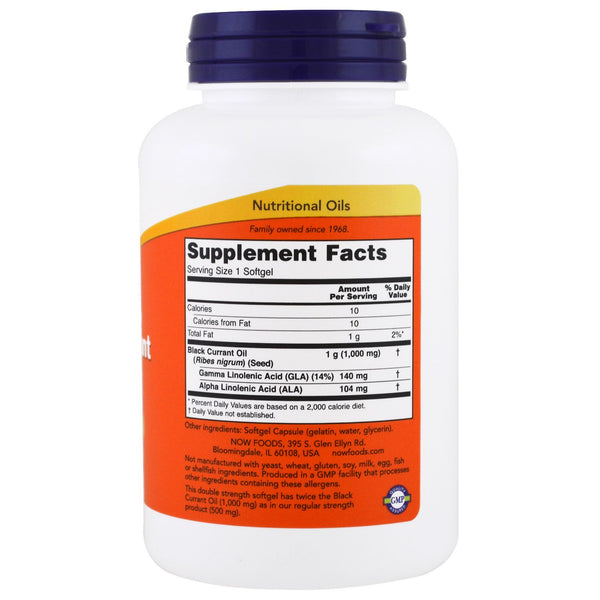 Now Foods, Black Currant Oil, 1,000 mg, 100 Softgels - The Supplement Shop
