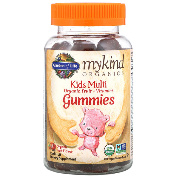Garden of Life, MyKind Organics, Kids Multi, Organic Fruit Flavor, 120 Vegan Gummy Bears - The Supplement Shop