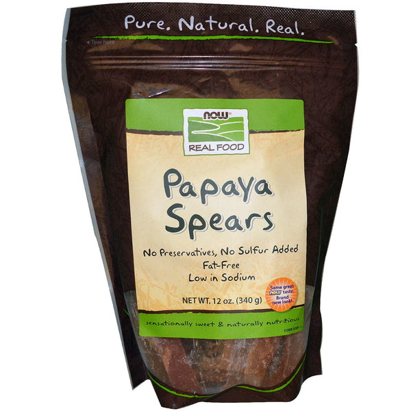 Now Foods, Real Food, Papaya Spears, 12 oz (340 g) - The Supplement Shop