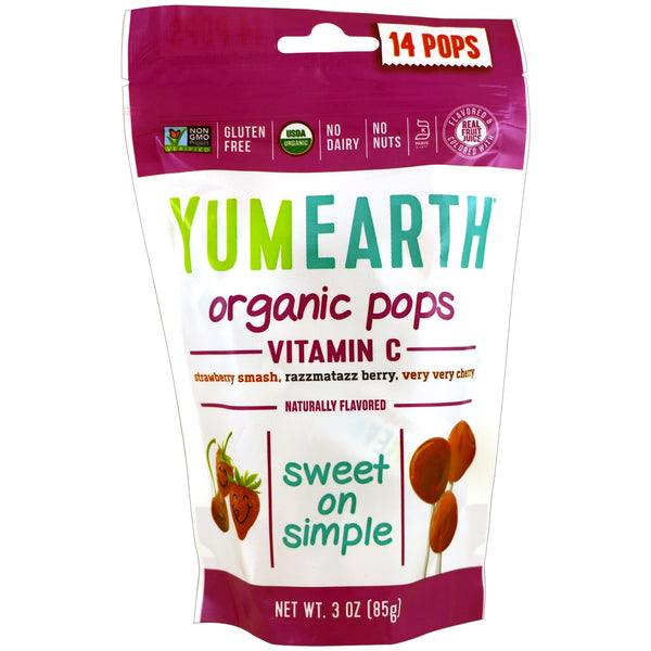 YumEarth, Organic Vitamin C Pops, 14 Pops, 3 oz (85 g) - The Supplement Shop