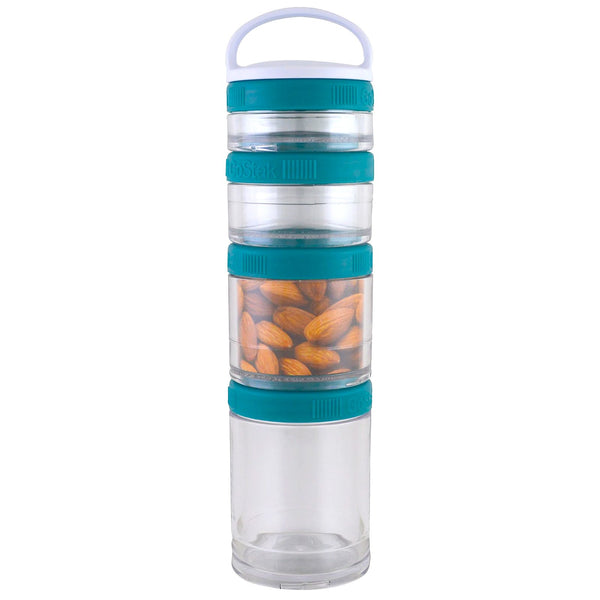 GoStak, Portable Stackable Containers, Teal, Starter 4 Pack - The Supplement Shop