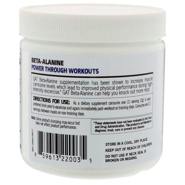 GAT, Beta Alanine, Unflavored, 7.0 oz (200 g) - The Supplement Shop