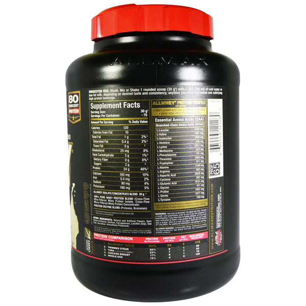 ALLMAX Nutrition, AllWhey Gold, 100% Whey Protein + Premium Whey Protein Isolate, French Vanilla, 5 lbs. (2.27 kg) - The Supplement Shop