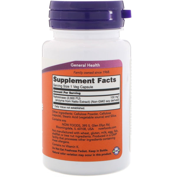 Now Foods, Nattokinase, 100 mg, 60 Veg Capsules - The Supplement Shop