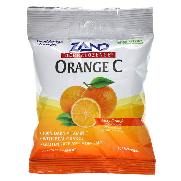 Zand, Orange C, Herbalozenge, Zesty Orange, 15 Lozenges - The Supplement Shop