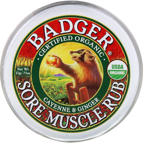 Badger Company, Sore Muscle Rub, Cayenne & Ginger, .75 oz (21 g) - The Supplement Shop