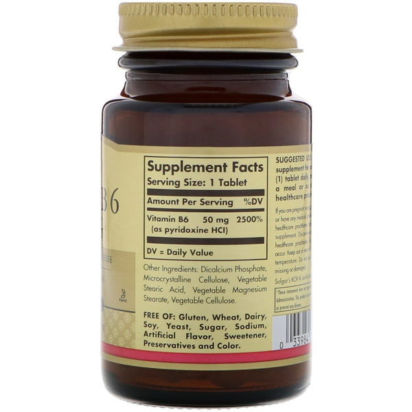 Solgar, Vitamin B6, 50 mg, 100 Tablets - The Supplement Shop