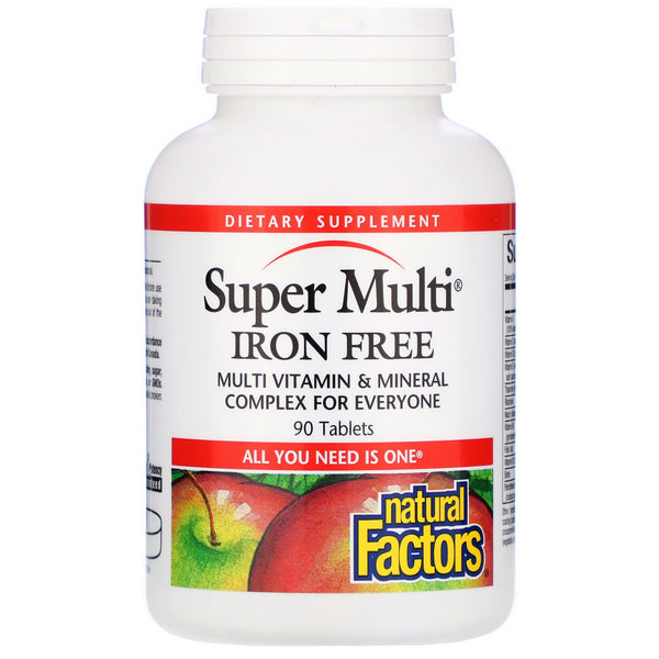 Natural Factors, Super Multi, Iron Free, 90 Tablets - The Supplement Shop