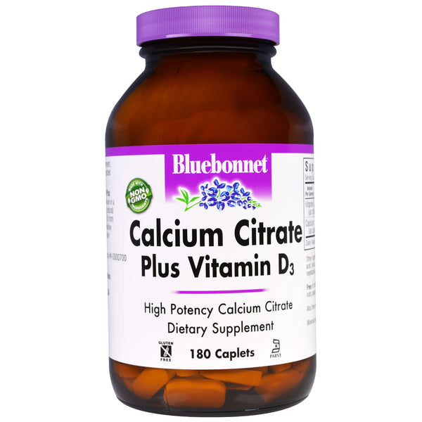 Bluebonnet Nutrition, Calcium Citrate Plus Vitamin D3, 180 Caplets - The Supplement Shop