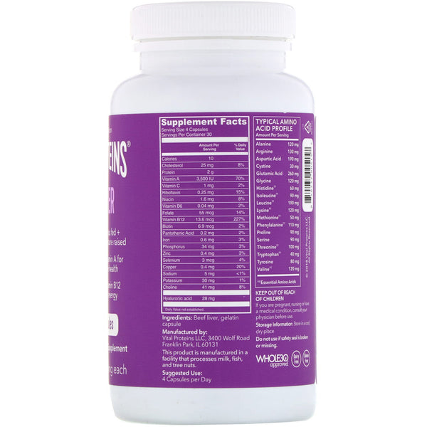 Vital Proteins, Beef Liver, 750 mg, 120 Capsules - The Supplement Shop