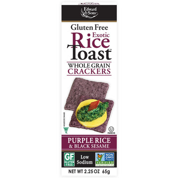 Edward & Sons, Exotic Rice Toast, Whole Grain Crackers, Purple Rice & Black Sesame, 2.25 oz (65 g)