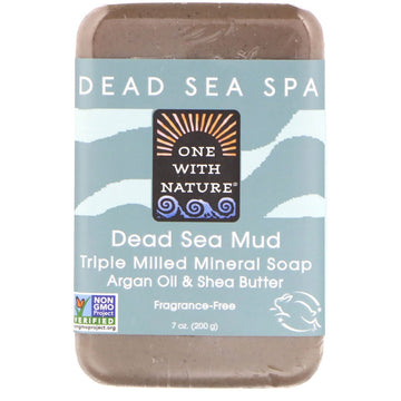 One with Nature, Triple Milled Mineral Soap Bar, Dead Sea Mud, Fragrance-Free, 7 oz (200 g)