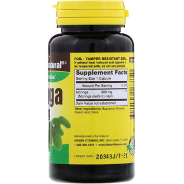 Mason Natural, Whole Herb Moringa, 500 mg, 60 Capsules