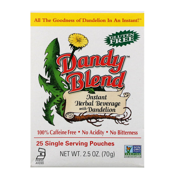 Dandy Blend, Instant Herbal Beverage With Dandelion, Caffeine Free, 25 Single Serving Pouches - The Supplement Shop